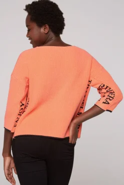 CAMP DAVID & SOCCX Stone Washed Pullover mit Intarsia-Design neon orange | XL neonorange Best Sale