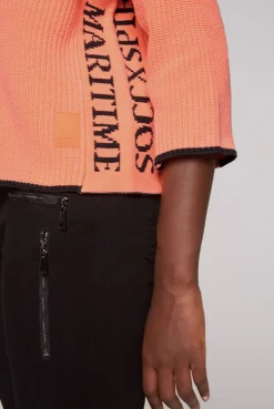 CAMP DAVID & SOCCX Stone Washed Pullover mit Intarsia-Design neon orange | XL neonorange Best Sale