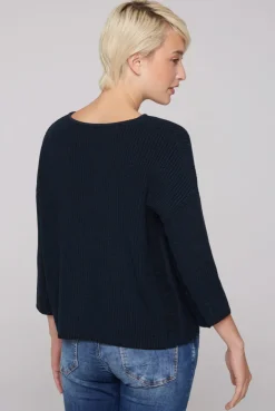 CAMP DAVID & SOCCX Stone Washed Pullover mit Intarsia-Design blue navy bluenavy Store