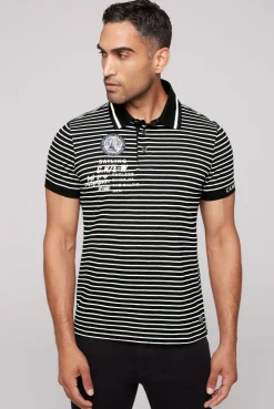 CAMP DAVID & SOCCX Streifen-Polo mit Logo Details black Store