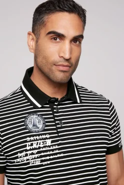 CAMP DAVID & SOCCX Streifen-Polo mit Logo Details black Store
