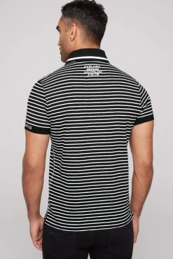 CAMP DAVID & SOCCX Streifen-Polo mit Logo Details black Store