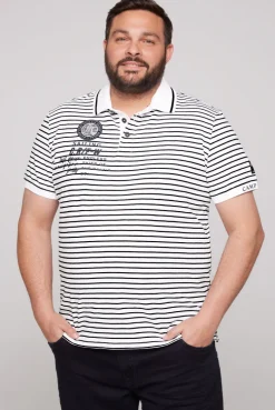 CAMP DAVID & SOCCX Streifen-Polo mit Logo Details opticwhite Shop