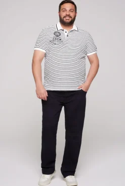 CAMP DAVID & SOCCX Streifen-Polo mit Logo Details opticwhite Shop