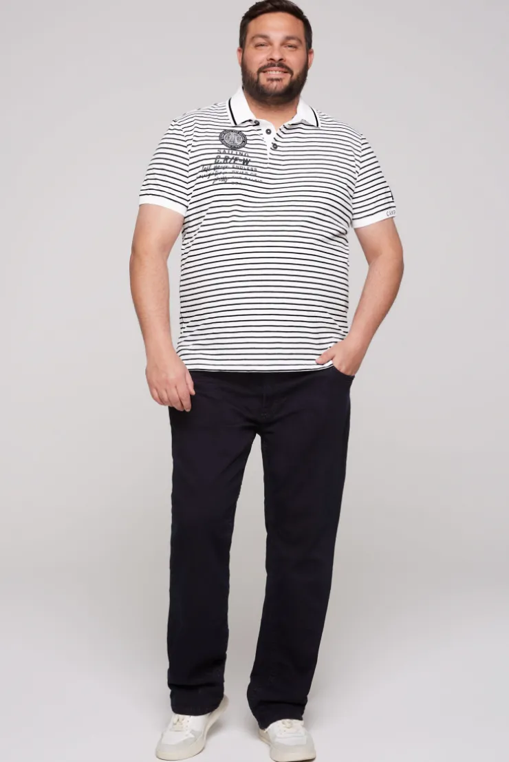 CAMP DAVID & SOCCX Streifen-Polo mit Logo Details opticwhite Shop