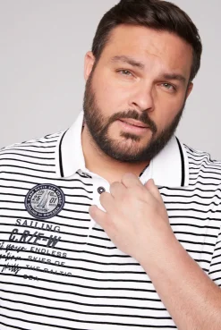 CAMP DAVID & SOCCX Streifen-Polo mit Logo Details opticwhite Shop