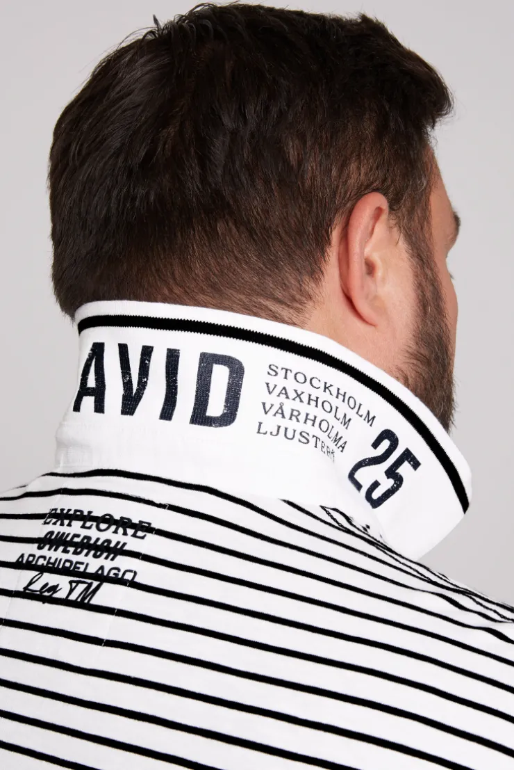 CAMP DAVID & SOCCX Streifen-Polo mit Logo Details opticwhite Shop