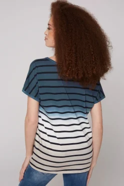CAMP DAVID & SOCCX Streifenshirt Dip Dye mit Knotensaum blue navy / desert beige Cheap