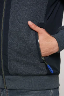 CAMP DAVID & SOCCX Strickfleecejacke mit abtrennbaren Kapuzen-Einsatz blue navy melange bluenavymelange Cheap