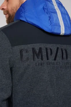 CAMP DAVID & SOCCX Strickfleecejacke mit abtrennbaren Kapuzen-Einsatz blue navy melange bluenavymelange Cheap