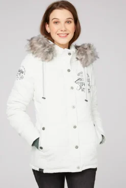 CAMP DAVID & SOCCX Strukturierte Jacke mit Artwork und Fake Fur ivory Discount