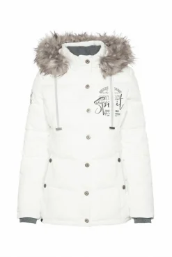 CAMP DAVID & SOCCX Strukturierte Jacke mit Artwork und Fake Fur ivory Discount