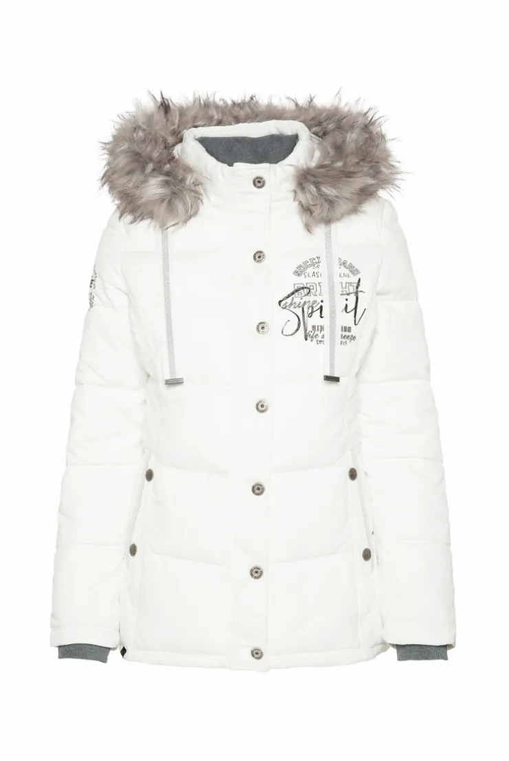 CAMP DAVID & SOCCX Strukturierte Jacke mit Artwork und Fake Fur ivory Discount