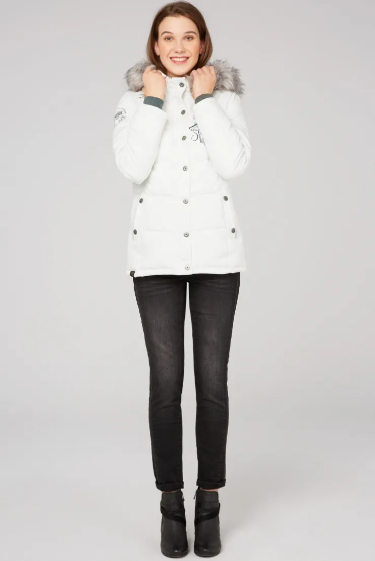CAMP DAVID & SOCCX Strukturierte Jacke mit Artwork und Fake Fur ivory Discount