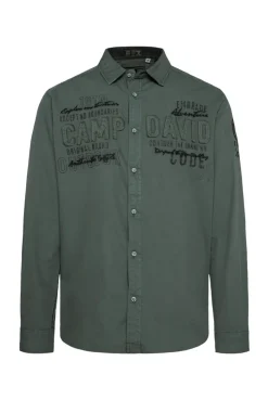 CAMP DAVID & SOCCX Strukturiertes Langarmhemd mit Logo Artworks deep forest deepforest Store