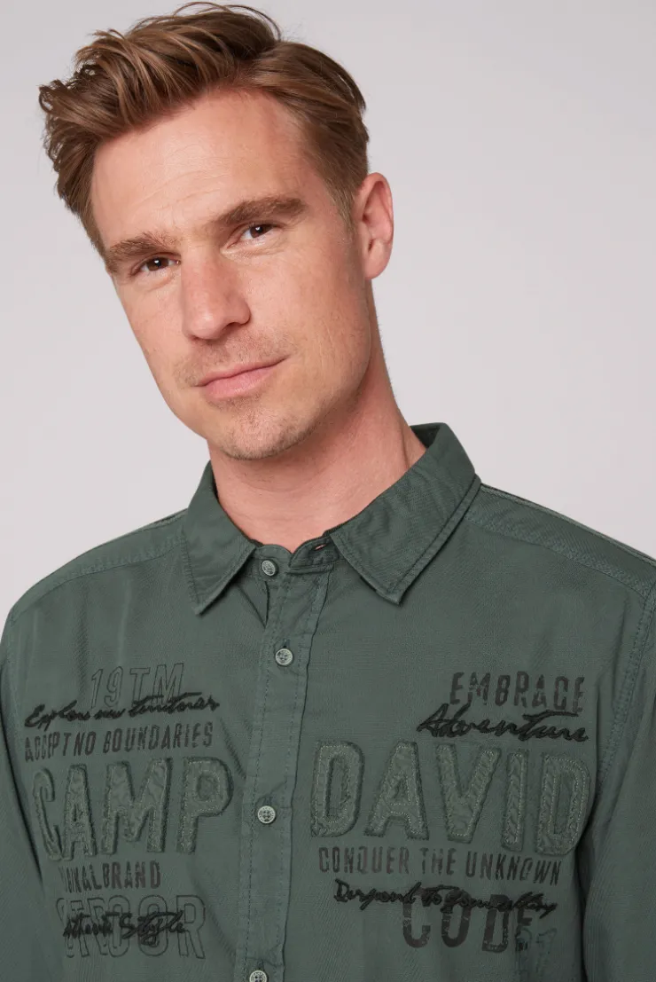 CAMP DAVID & SOCCX Strukturiertes Langarmhemd mit Logo Artworks deep forest deepforest Store