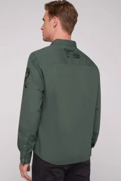 CAMP DAVID & SOCCX Strukturiertes Langarmhemd mit Logo Artworks deep forest deepforest Store