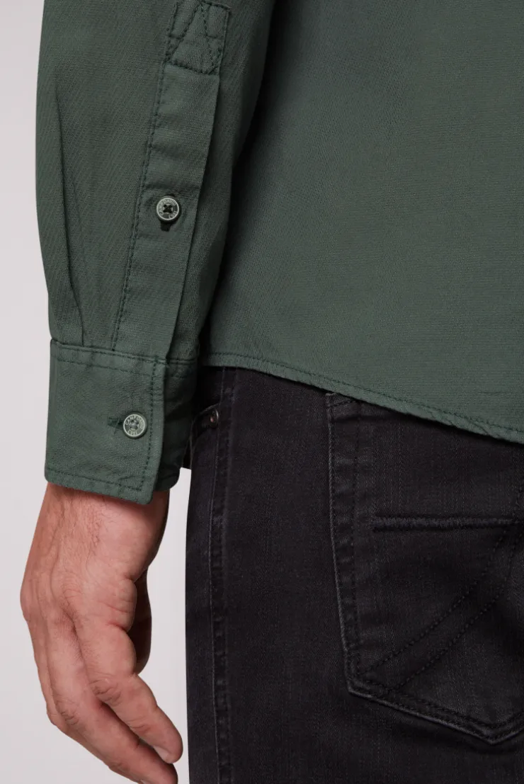 CAMP DAVID & SOCCX Strukturiertes Langarmhemd mit Logo Artworks deep forest deepforest Store