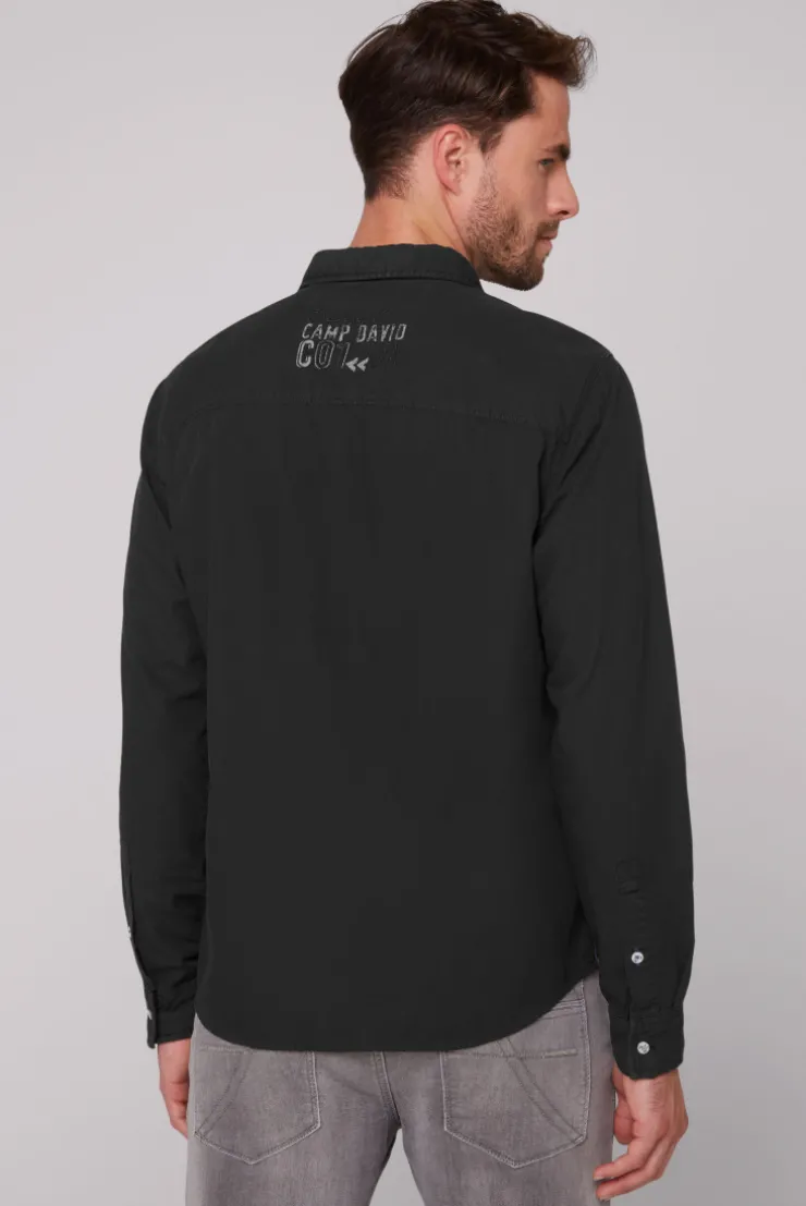 CAMP DAVID & SOCCX Strukturiertes Langarmhemd mit Logo Artworks black Sale