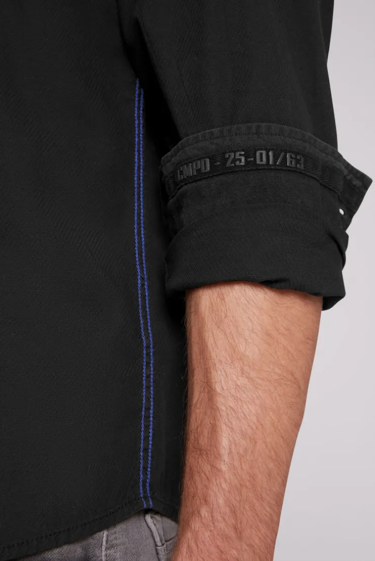 CAMP DAVID & SOCCX Strukturiertes Langarmhemd mit Logo Artworks black Sale