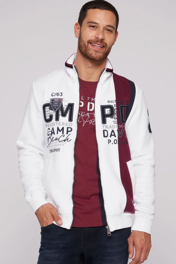 CAMP DAVID & SOCCX Sweatjacke mit Color-Blocking und Artworks opticwhite Discount
