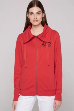 CAMP DAVID & SOCCX Sweatjacke mit hohem Kragen und Rücken-Print red orange redorange Shop