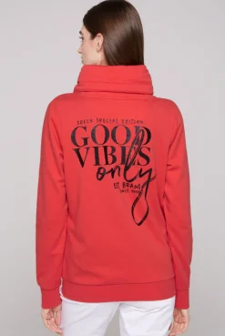 CAMP DAVID & SOCCX Sweatjacke mit hohem Kragen und Rücken-Print red orange redorange Shop