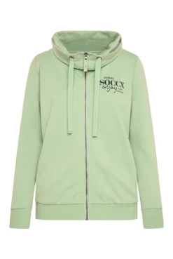CAMP DAVID & SOCCX Sweatjacke mit hohem Kragen und Rücken-Print light green lightgreen Clearance