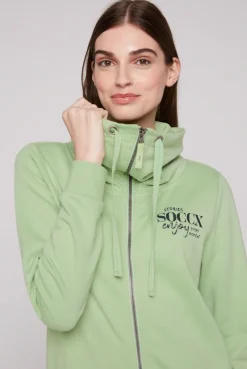 CAMP DAVID & SOCCX Sweatjacke mit hohem Kragen und Rücken-Print light green lightgreen Clearance
