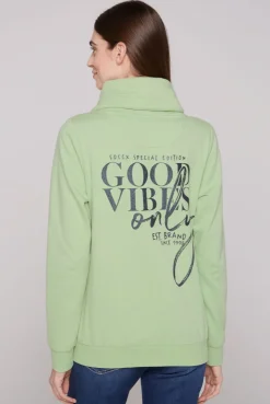 CAMP DAVID & SOCCX Sweatjacke mit hohem Kragen und Rücken-Print light green lightgreen Clearance