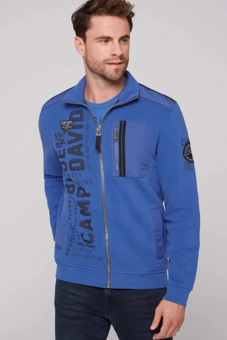 CAMP DAVID & SOCCX Sweatjacke mit tonigen Ripstop-Details strong blue strongblue Cheap