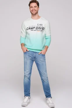 CAMP DAVID & SOCCX Sweatshirt Dip Dye mit Puff-Print ivory Cheap
