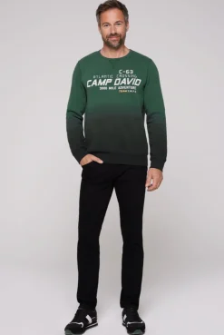 CAMP DAVID & SOCCX Sweatshirt Dip Dye mit Puff-Print dark green darkgreen Best Sale