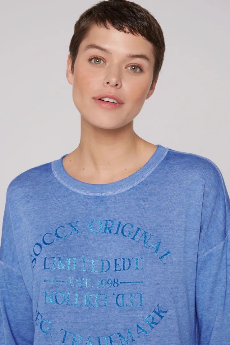 CAMP DAVID & SOCCX Sweatshirt mit Ausbrenner-Effekten und Print vividblue Shop