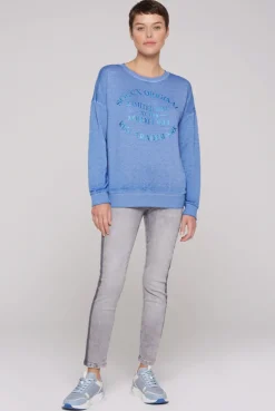 CAMP DAVID & SOCCX Sweatshirt mit Ausbrenner-Effekten und Print vividblue Online