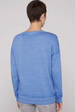 CAMP DAVID & SOCCX Sweatshirt mit Ausbrenner-Effekten und Print vividblue Online