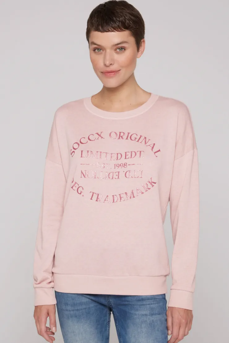 CAMP DAVID & SOCCX Sweatshirt mit Ausbrenner-Effekten und Print rose blush roseblush Flash Sale