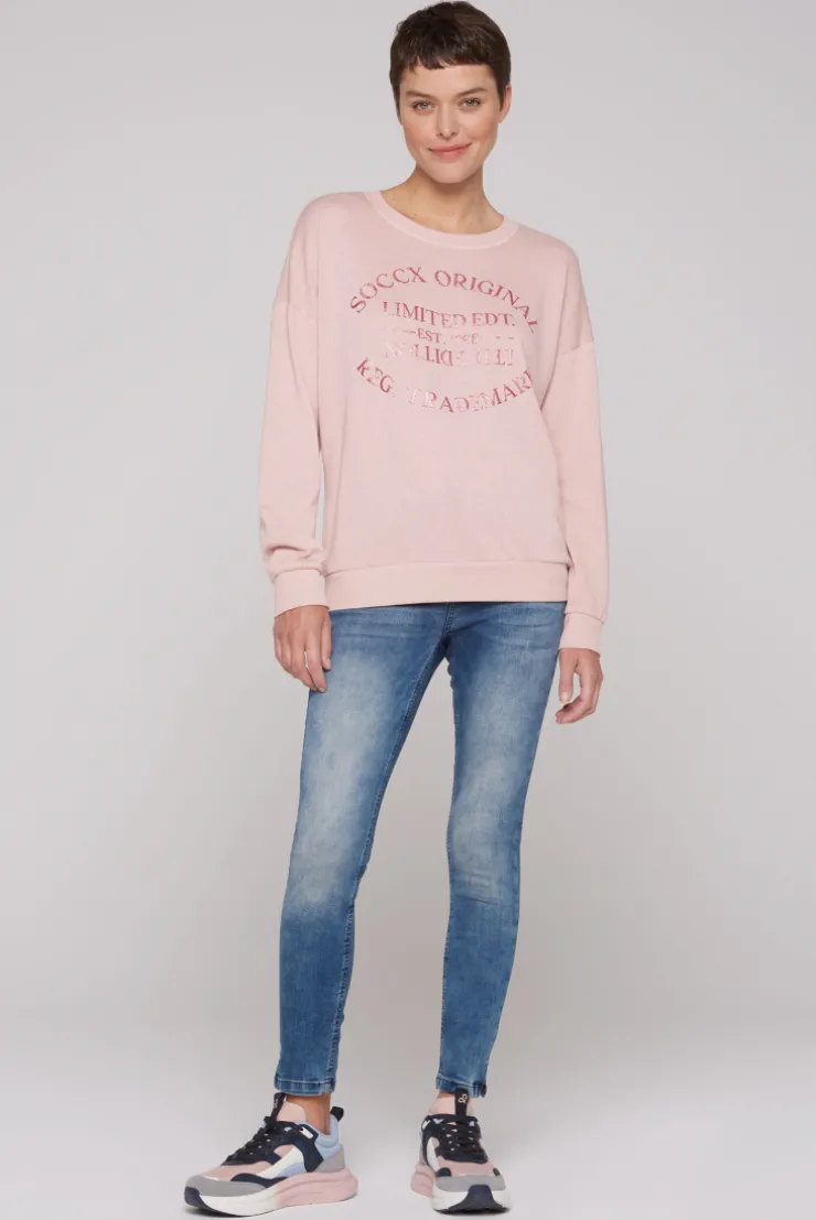 CAMP DAVID & SOCCX Sweatshirt mit Ausbrenner-Effekten und Print rose blush roseblush Flash Sale