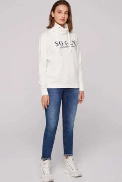 CAMP DAVID & SOCCX Sweatshirt mit hohem Kragen und Logo Print ivory Flash Sale