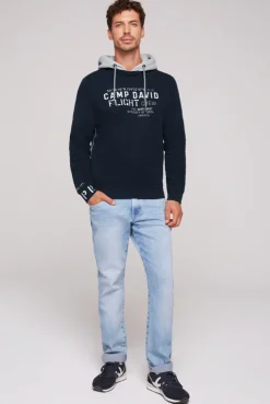 CAMP DAVID & SOCCX Sweatshirt  mit Kontrastkapuze und Logo-Stickereien blue navy bluenavy Online