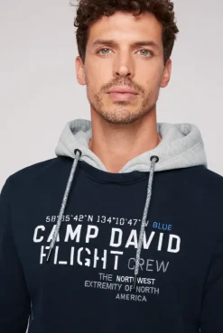 CAMP DAVID & SOCCX Sweatshirt  mit Kontrastkapuze und Logo-Stickereien blue navy bluenavy Online