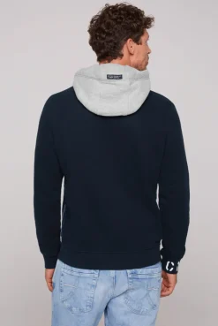 CAMP DAVID & SOCCX Sweatshirt  mit Kontrastkapuze und Logo-Stickereien blue navy bluenavy Online