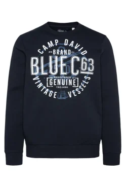 CAMP DAVID & SOCCX Sweatshirt mit rundem Label Print blue navy bluenavy Discount