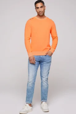 CAMP DAVID & SOCCX Sweatshirt mit Used-Waschung sunrise orange sunriseorange Cheap