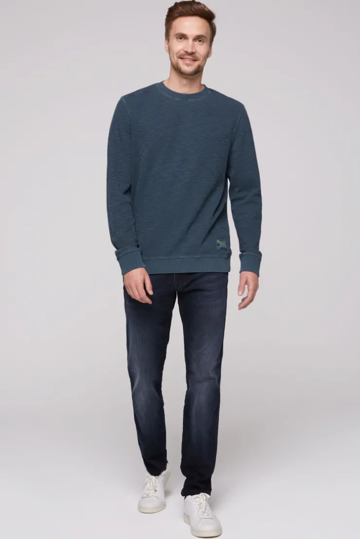 CAMP DAVID & SOCCX Sweatshirt mit Used-Waschung blue navy bluenavy Cheap