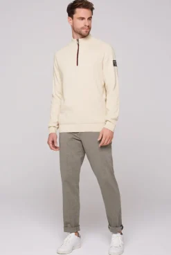 CAMP DAVID & SOCCX Troyer-Pullover mit Zipper-Detail ecru Hot