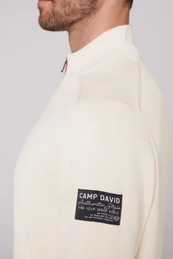 CAMP DAVID & SOCCX Troyer-Pullover mit Zipper-Detail ecru Hot