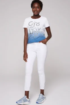 CAMP DAVID & SOCCX T-Shirt Dip Dye mit Glitter Wording airy blue | S airyblue Cheap