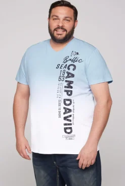 CAMP DAVID & SOCCX T-Shirt Dip Dye mit senkrechtem Logo Artwork summer blue summerblue Best Sale