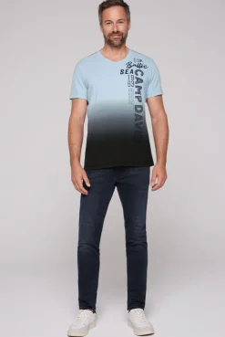 CAMP DAVID & SOCCX T-Shirt Dip Dye mit senkrechtem Logo Artwork black Flash Sale